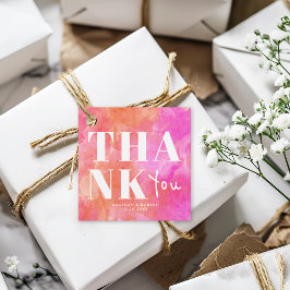 シックなピンクとオレンジはっきりしたの結婚式パーティー フェイバータグ