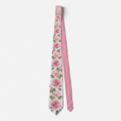 シックなピンクとグリッターとバラ花 ネクタイ (正面)
