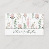 シックなピンクとグリーンの国フローラQRコード 名刺 (正面)