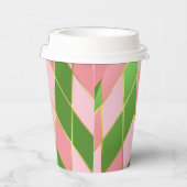 シックなピンクとグリーンアーガイル 紙コップ (右)