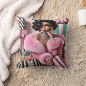 シックなピンクとグリーン クッション (ブランケット)