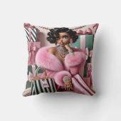 シックなピンクとグリーン クッション (裏面)