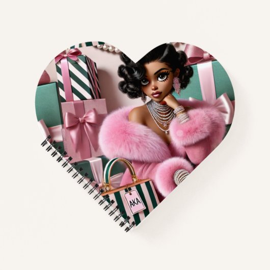 シックなピンクとグリーン ノートブック (正面)