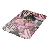 シックなピンクとグリーン バスマット (アングル)