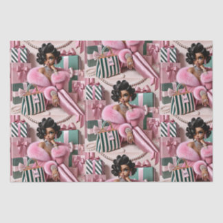 シックなピンクとグリーン 薄葉紙