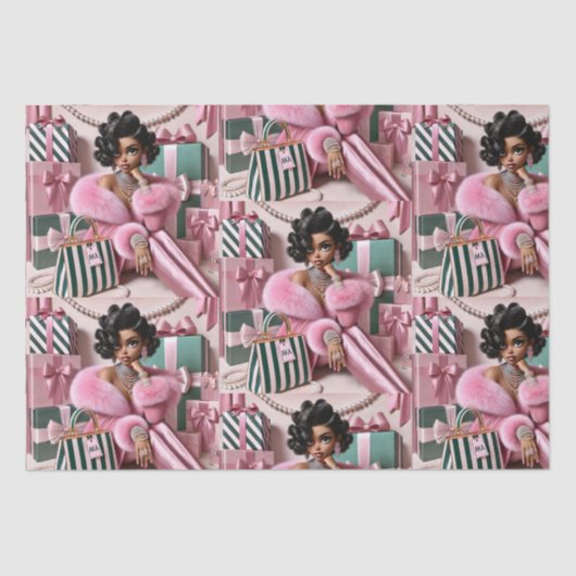 シックなピンクとグリーン 薄葉紙 (正面)