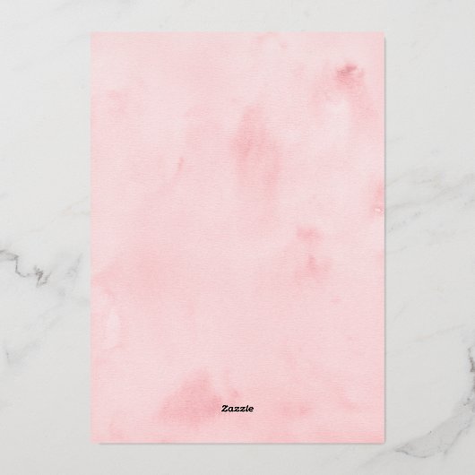 シックなピンクとシルバーの雪の結晶の冬のベビーシャワー 箔招待状 (裏面)