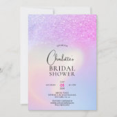 シックなピンクとパープルのグリッターグラデーションブライダルシャワー 招待状 (正面)