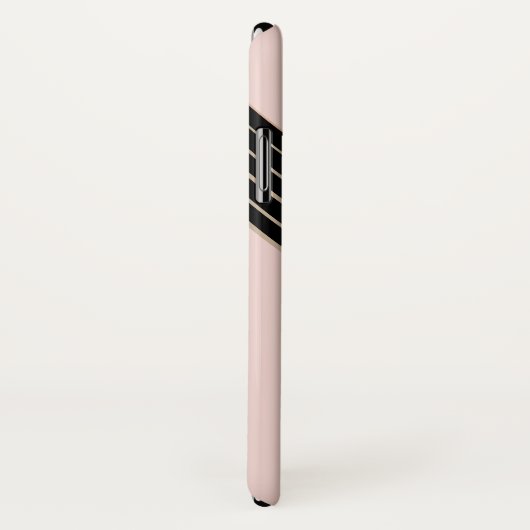 シックなピンクとブラックのアールデコカーブとモノグラム Case-Mate iPhoneケース (裏面/右)