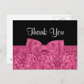 シックなピンクとブラックのバラフローラありがとう ポストカード (正面/裏面)