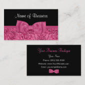 シックなピンクとブラックのバラフローラとボウガーリー付き 名刺 (正面/裏面)