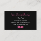 シックなピンクとブラックのバラフローラとボウガーリー付き 名刺 (裏面)