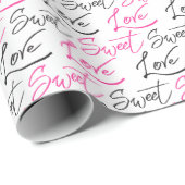 シックなピンクとブラックの愛と甘いパターン ラッピングペーパー (ロールコーナー)