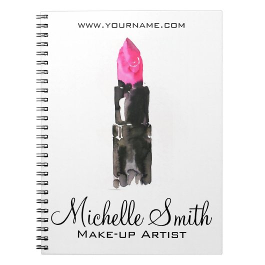 シックなピンクとブラックの水色のリップメイクアップ ノートブック (正面)