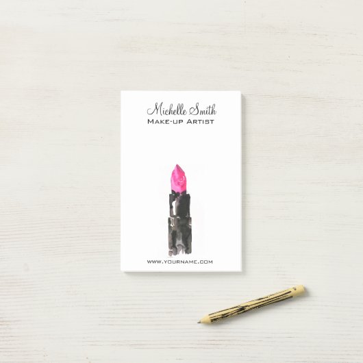 シックなピンクとブラックの水色のリップメイクアップ ポストイット (デスク上)