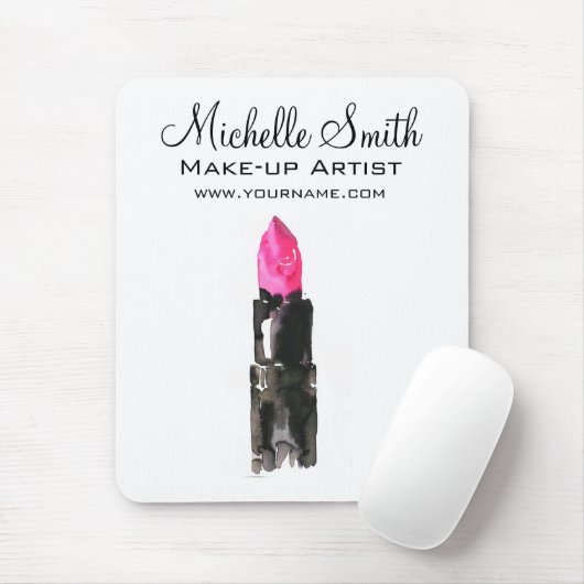 シックなピンクとブラックの水色のリップメイクアップ マウスパッド (マウス)
