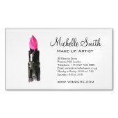 シックなピンクとブラックの水色のリップメイクアップ マグネット名刺 (正面)