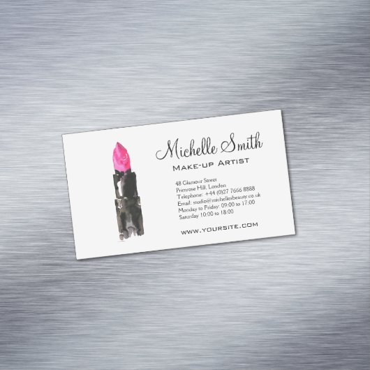 シックなピンクとブラックの水色のリップメイクアップ マグネット名刺 (インサイチュ)
