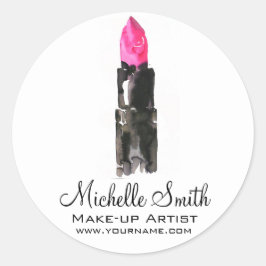 シックなピンクとブラックの水色のリップメイクアップ ラウンドシール