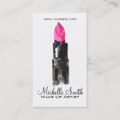 シックなピンクとブラックの水色のリップメイクアップ 名刺 (正面)