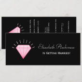 シックなピンクとブラックダイヤモンドきらきら光るブライダルシャワー 招待状 (正面/裏面)