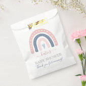 シックなピンクとブルーのレインボーベビーシャワー フェイバーバッグ (封をした状態)