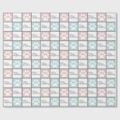 シックなピンクとブルーの前足の印刷クリスマスパターン ラッピングペーパー (フラット)