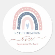 シックなピンクとブルーレインボーボーホファースト誕生日