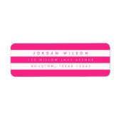 シックなピンクとホワイトのストライプ差出人住所 ラベル (正面)