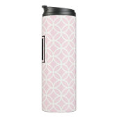 シックなピンクと白のパターンとブラックモノグラム タンブラー (回転右)
