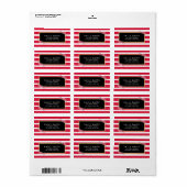 シックなピンクと白ストライプ色のフローラ ラベル (フルシート)