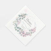 シックなピンクと緑の水色のユーカリ スタンダードランチョンナプキン (角)