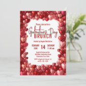 シックなピンクと赤いハートズガレンティンズブランチ 招待状 (スタンド正面)