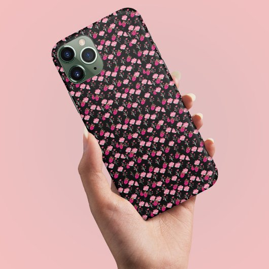 シックなピンクと赤のダリアのスタイリッシュ花カラフル Case-Mate iPhoneケース