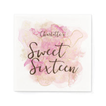 シックなピンクと金ゴールドの水の色の甘い16パーティー