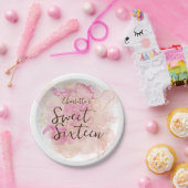 シックなピンクと金ゴールドの水の色の甘い16パーティー ペーパープレート (パーティー)