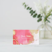 シックなピンクと金ゴールドの水の色Blot名刺 名刺 (スタンド正面)