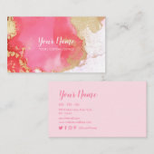 シックなピンクと金ゴールドの水の色Blot名刺 名刺 (正面/裏面)