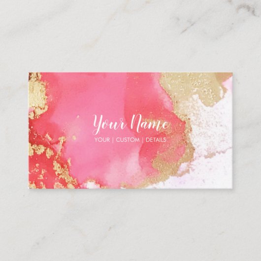シックなピンクと金ゴールドの水の色Blot名刺 名刺 (正面)