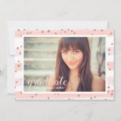 シックなピンクと金ゴールドストライプのの大学院パーティーカード 招待状 (正面)