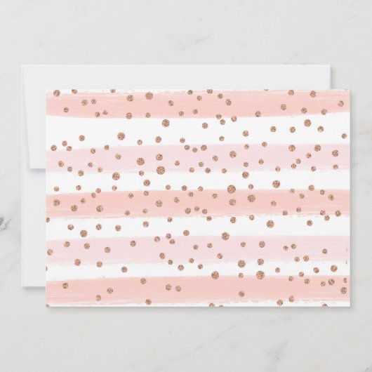 シックなピンクと金ゴールドストライプのの大学院パーティーカード 招待状 (裏面)