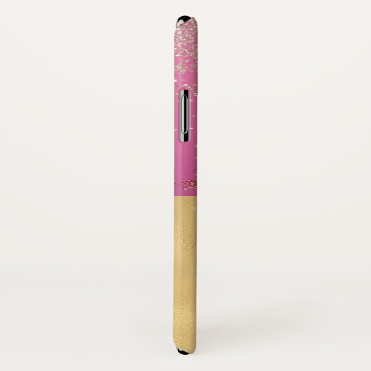 シックなピンクと金ゴールドフローラクラウン Case-Mate iPhoneケース (裏面/右)