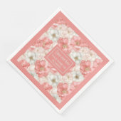 シックなピンクと金ゴールドフローラナプキン名前をカスタムする (コーナー)