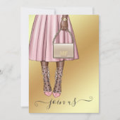 シックなピンクと金ゴールドモノグラムバチェロレッテ 招待状 (正面)