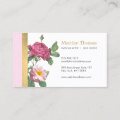 シックなピンクと金ゴールドヴィンテージフローラ 名刺 (裏面)