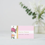 シックなピンクと金ゴールドヴィンテージフローラ 名刺 (スタンド正面)
