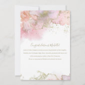 シックなピンクと金ゴールド抽象芸術アート卒業 案内状 (裏面)