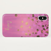 シックなピンクと金ゴールドiPhone Xケース Case-Mate iPhoneケース (裏面(横))