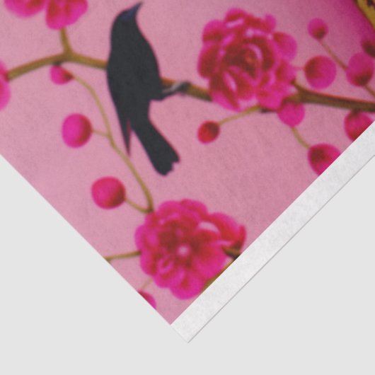 シックなピンクと黄色のフローラバーケージ帽子のデコパージュ 薄葉紙 (詳細)