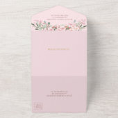シックなピンクのさくらんぼバラ金ゴールドキンセアニラ オールインワン招待状 (外側)